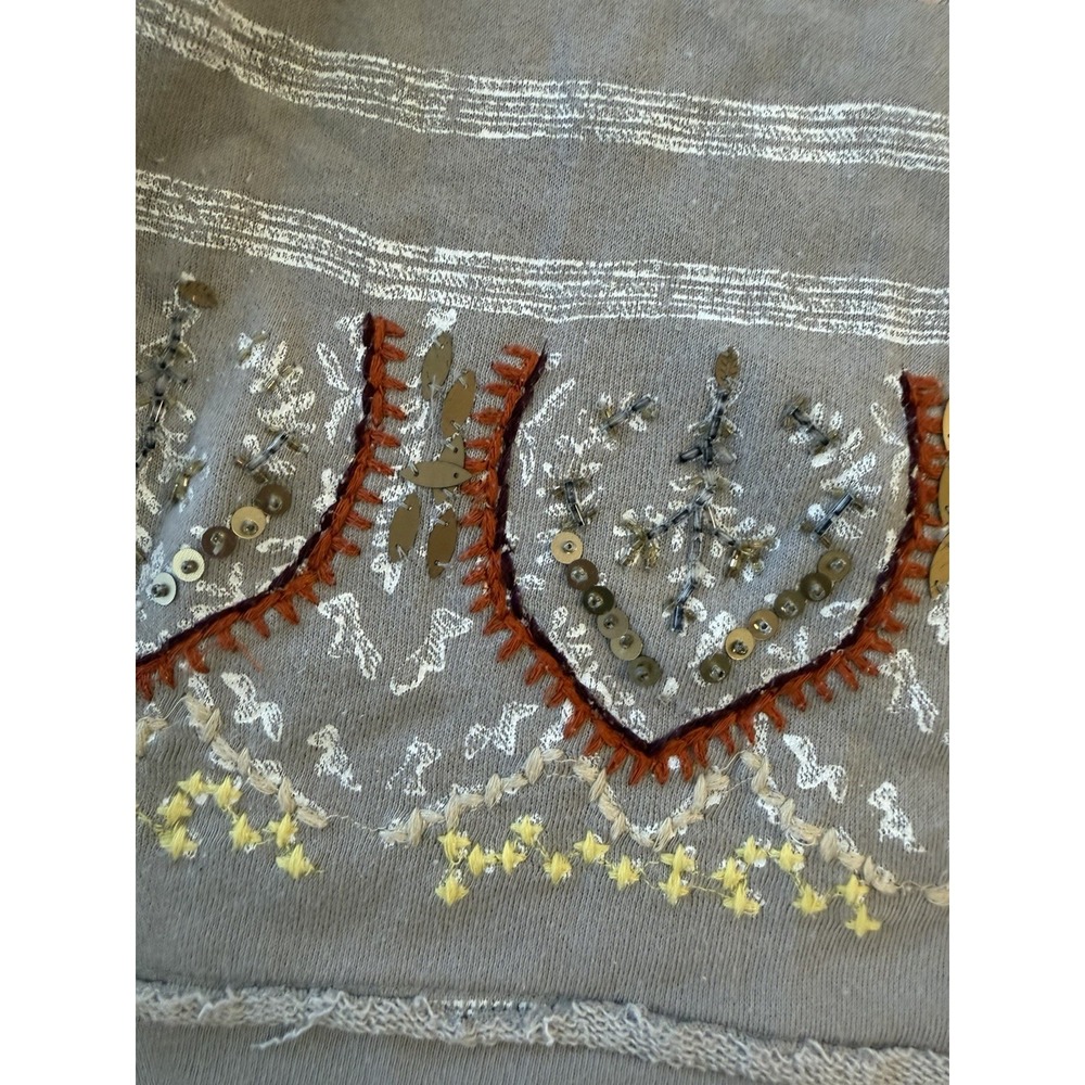 Soft Surroundings Embroidered Sequin Tunic Top Gray Boho Lagenlook Size Unknown - Picture 4 of 9